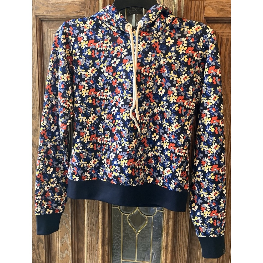 Rag & Bone Navy Blue‎ Floral Drawstring Hoodie Size XXS EUC Boho Cottagecore